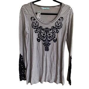 Maurices Black & White Stripe Long Sleeve Women's Size Medium NWT